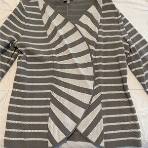 Gray and White Striped Women's Sweater